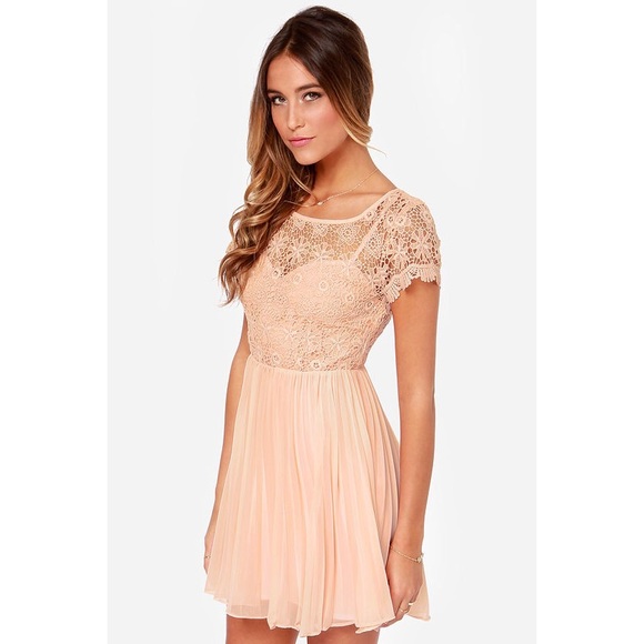 Lulus Air of Elegance Light Peach Lace Dress - Picture 4 of 5